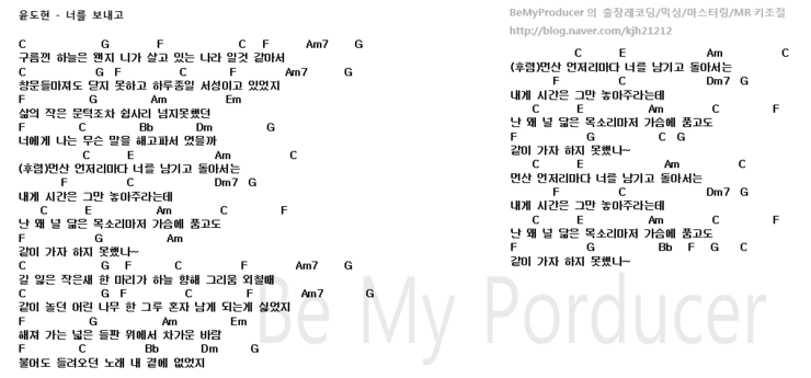 Bmp코드악보 Yb 윤도현 너를 보내고 쉬운코드악보 기타코드악보 피아노 코드악보 쉬운기타악보 통기타코드악보 네이버 블로그
