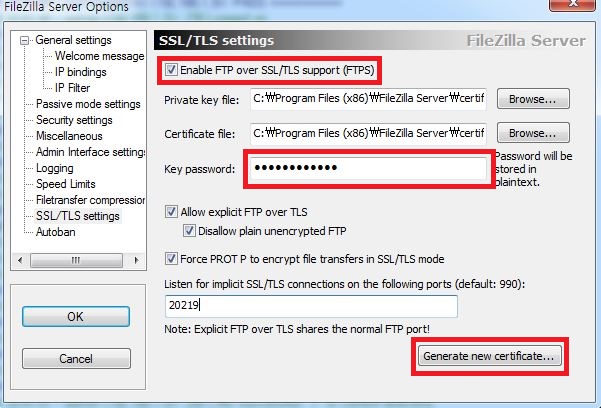 FileZilla Server FTPS 설정 (파일질라 서버 SFTP 설정) : 네이버 블로그