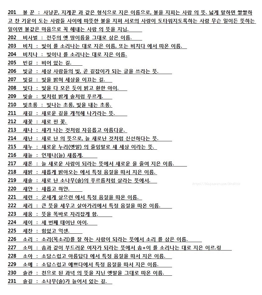 예쁜 닉네임 추천, 순우리말 한글 닉네임 Vs 한자이름 176~320 : 네이버 블로그