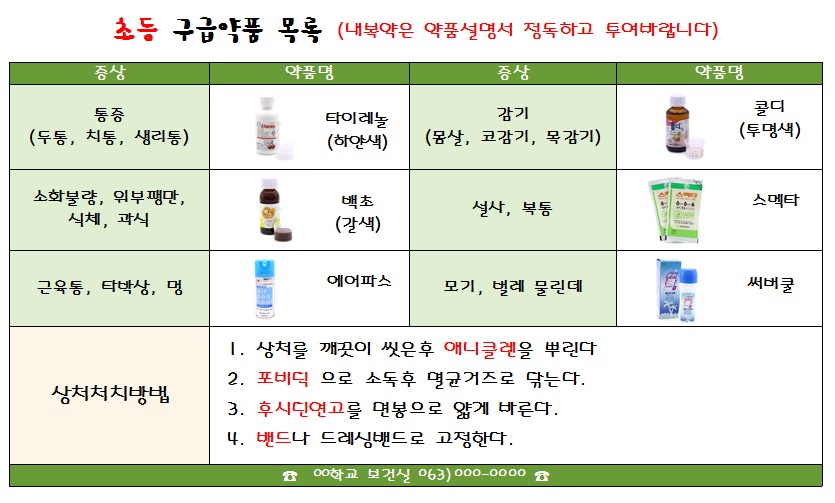 보건실 구급함,구급낭 만들기/비상약품 목록 설명서, 라벨링[한글파일 첨부] : 네이버 블로그