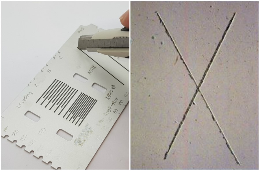 CrossCut Adhesion Test(부착력 시험, 크로스 컷 시험)와 IS0 2409, ASTM D3359 국제표준