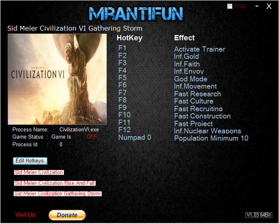 시드 마이어의 문명 6 몰려드는 폭풍 트레이너 Sid Meier Civilization Vi Gathering Storm V1 0 0 290 12 Trainer Mrantifun 네이버 블로그