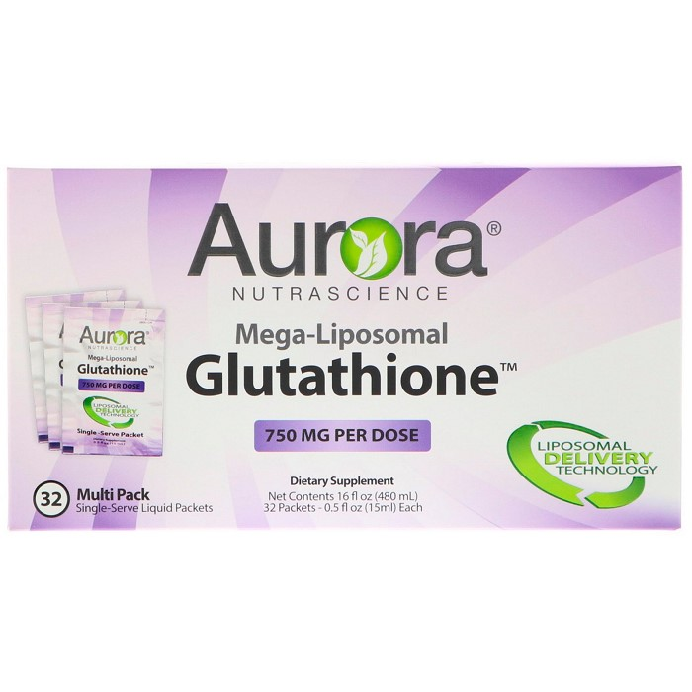 오로라 뉴트라사이언스 리포소말 글루타치온 액상 15ml 32팩 Mega-Liposomal Glutathione 750 mg 16 oz 