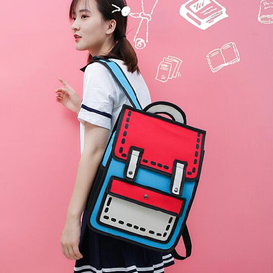 굿씽알파 책가방 여 애니메이션 가방 어린이 백팩 3D 중학교 남녀공용 