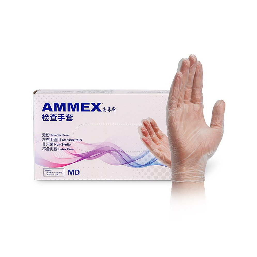 Ammex 멸균 일회용 장갑 투명 L 라텍스프리 100매 2팩 의료용 수술용 요리용, 100개, 1팩 