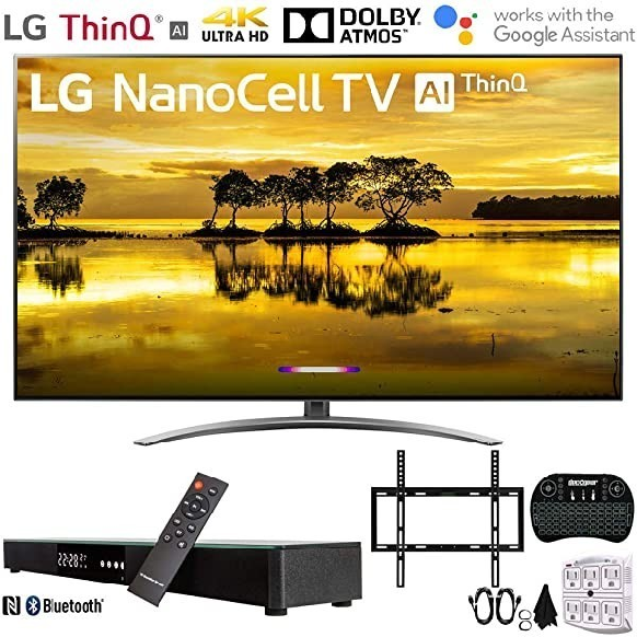 LG 65SM9000PUA 65 " 4K HDR Smart LED NanoCell TV w/AI ThinQ (2019) w/Soundbar Bundle Includes Deco G, 65 Inch 