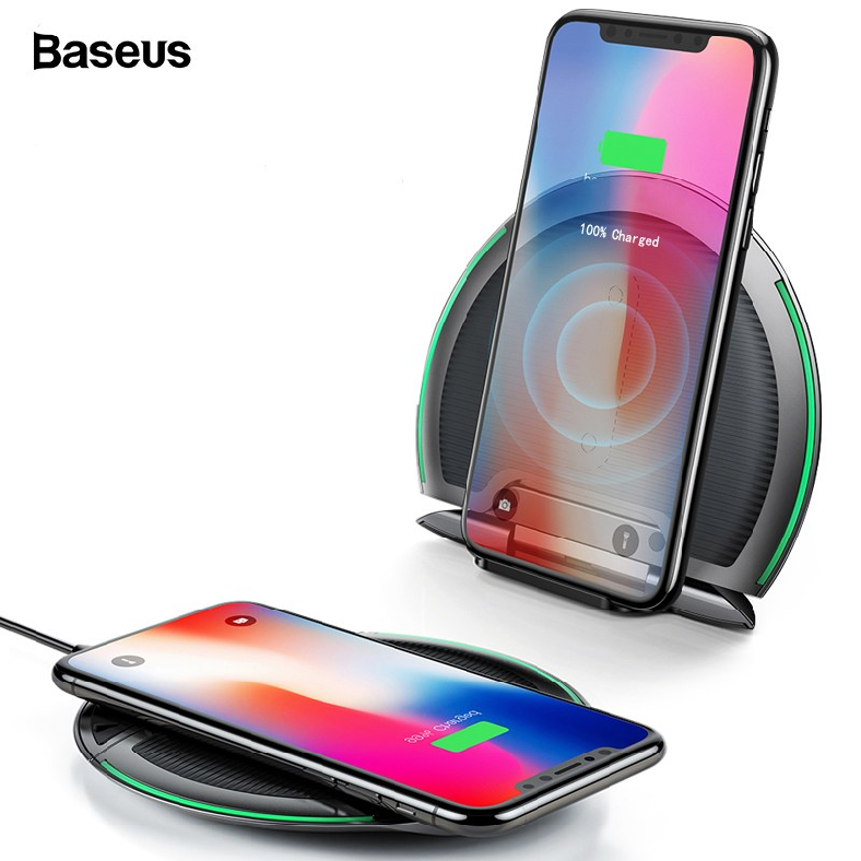 Baseus foldable qi 무선 충전기 아이폰 xs 맥스 x 10 w 3 코일 빠른 무선 충전 패드 삼성 s9 s8 xiaomi 믹스 3 2s, 1개, Blue 