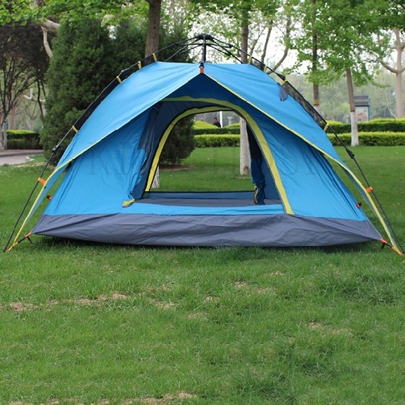 kirahosi 텐트 야외 3-4인 자동 2실 1인 가구 방우 두꺼운 야외 캠핑 3호+ 덧신 증정 A21mczb, 스카이블루 이층3-4인용, 1 