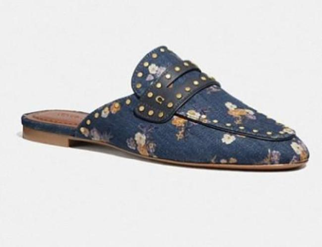 COACH [COACH] Faye Loafer Slide With Painted Floral Bow Print G3722 DENIM 