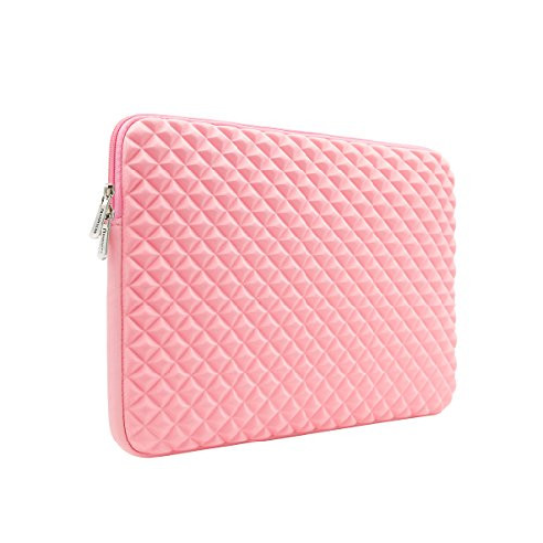 노트북 파우치 RAINYEAR 14 Inch Laptop Sleeve Diamond Foam Shock Resistant Neoprene Padded Case Fluffy Lining Zipper Cover Bag Compatible with 14" N, Size = 15 "-15.4 " | Color = Pink 