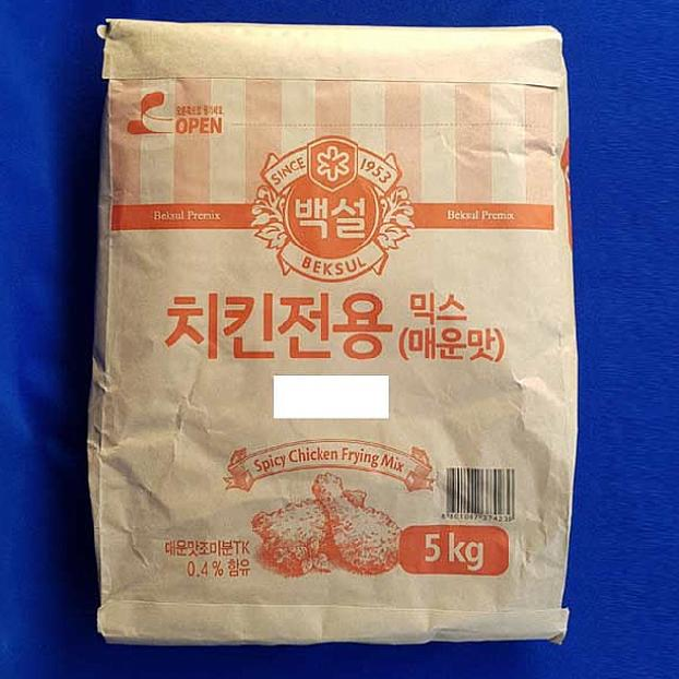 코코아울렛 670198575 백설-치킨전용믹스 5kg 매운맛 튀김가루, 1 