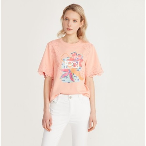 [에고이스트] 소매 레이스 티셔츠 (EL1CH261) 