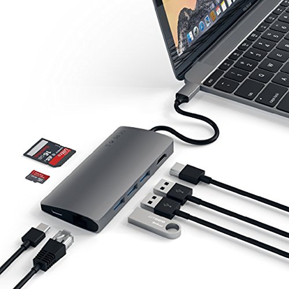 사테치 알루미늄 멀티포트 4K HDMI 타입C USB허브 V2 Type-C Multi USB HUB, Color:스페이스 그레이 