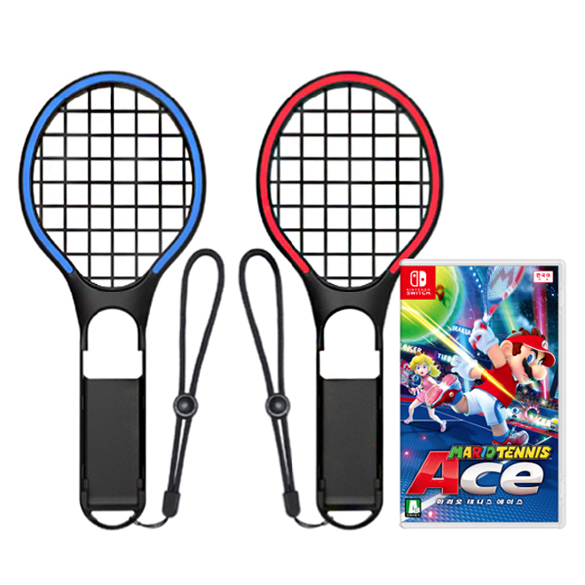 닌텐도 스위치 마리오 테니스 에이스 + 조이콘 테니스 라켓 네온 2p 세트, 단일 상품 