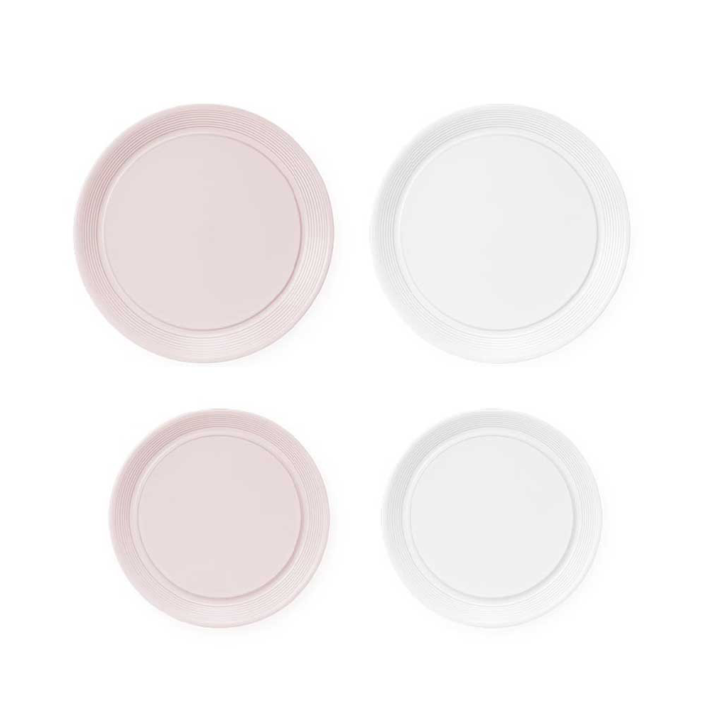 오덴세 아틀리에 핑크 화이트 접시 세트, 1세트, 라지 원형 접시 2p + 미디움 원형 접시 2p 