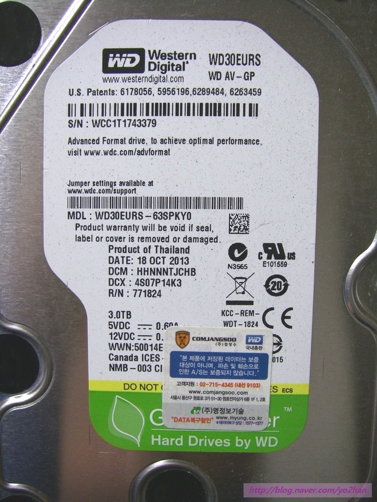 WD30EURS SATA 3TB 웨스턴디지털 사타 하드디스크 3.5인치 WD(Western Digital) SATA 3TB ...
