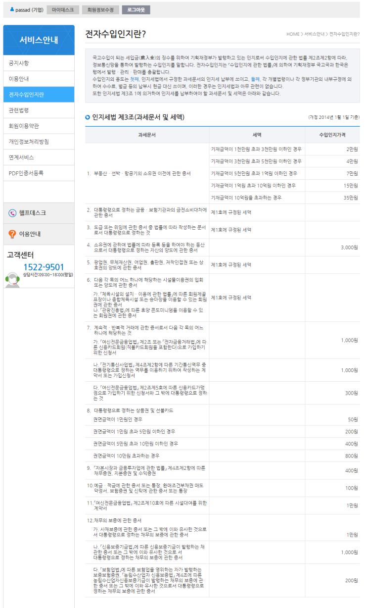 인지세 납부 전자수입인지 구매 전자문서용 구입 가격 과 계약서 등록 이용 방법.(나라장터, 부동산, 하도급, 리스, 민간, 입찰 ...