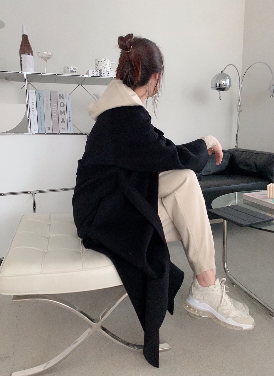 [아이메르/S,F]울100 막스  핸드메이드코트 겨울 키작녀 울 벨트 그레이 오버핏 로브 카라 롱코트 상세 이미지 50