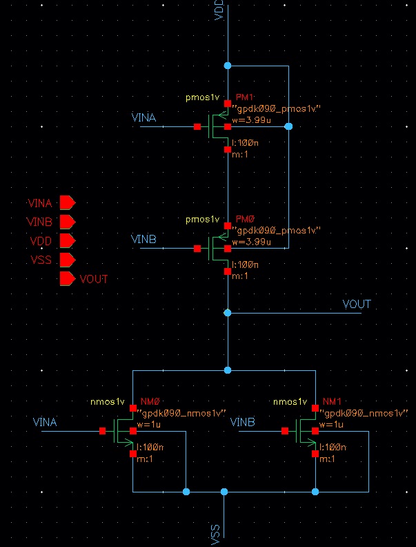 Virtuoso 2일차 Schematic, Layout [Logic gate(논리 게이트:(2~4) NAND,NOR ...