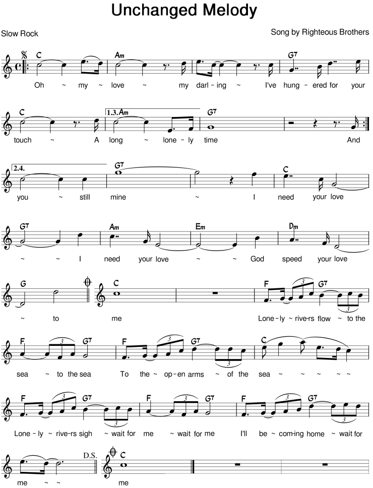 Unchained Melody 악보 네이버 블로그