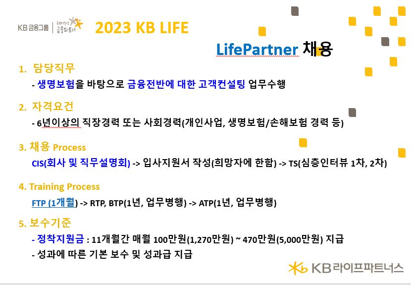 [케이비라이프파트너스(주)] [KB라이프파트너스(주)] Life Partner 모집 - 사람인
