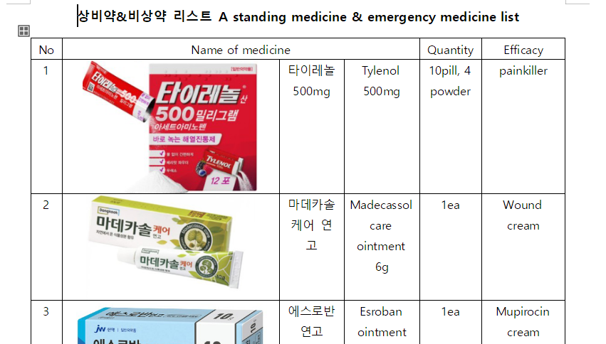 호주 워홀 준비 번외: 의약품(상비약) 리스트, 음식물 영어이름ㅣ리스트 파일 공유, 입국심사 때 사용할 파일 : 네이버 블로그