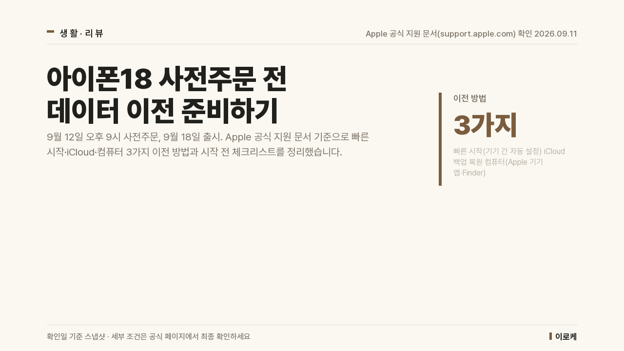 아이폰18 데이터 이전하는 법: 백업부터 eSIM까지
