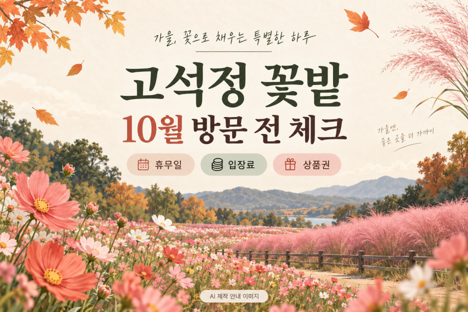 고석정 꽃밭 10월 방문 전 휴무일 입장료 상품권 안내