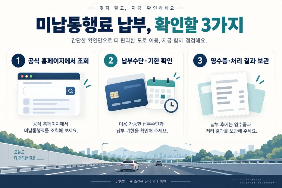 미납통행료 공식 납부 경로와 주의사항 — AI 제작 설명용 이미지