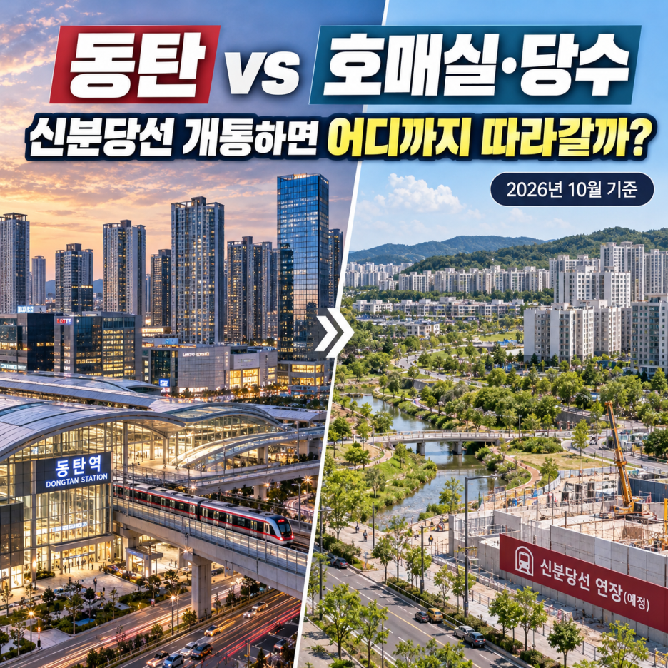 동탄과 수원 호매실 당수지구 신분당선 개통에 따른 아파트 가격 비교